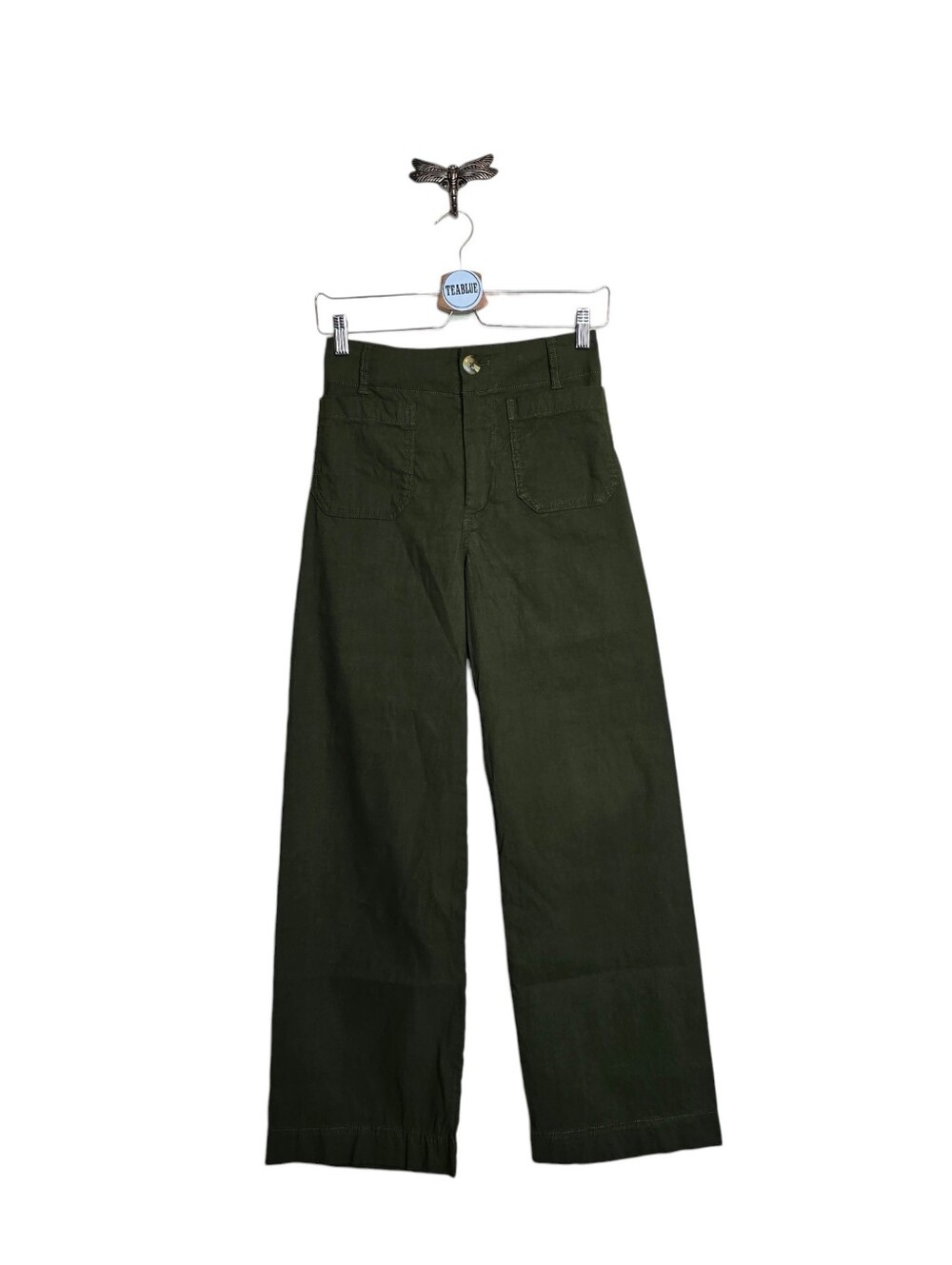 Maeve The Colette Wide-Leg Pants: Olive Green 25 Magic Fabric Full Length